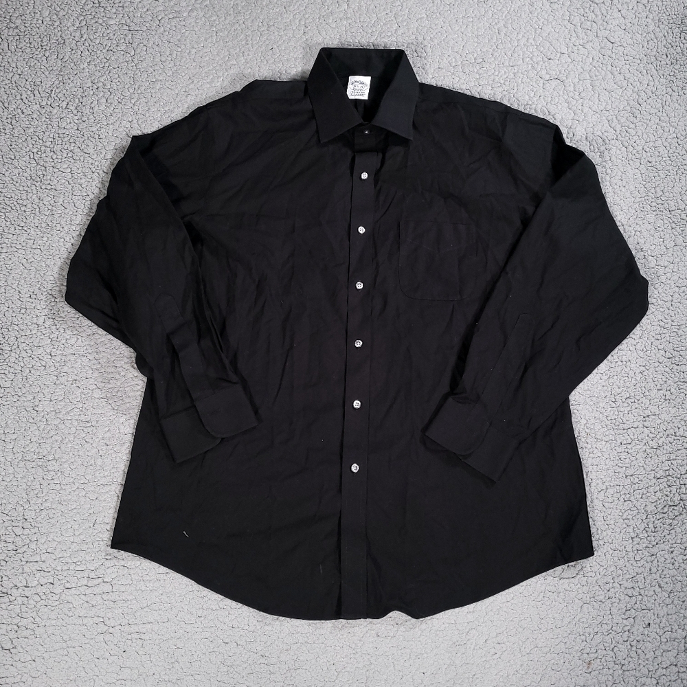 Brooks Brothers Shirt Mens 16.5 34 Black Supima Cotton Non Iron Regent Fit